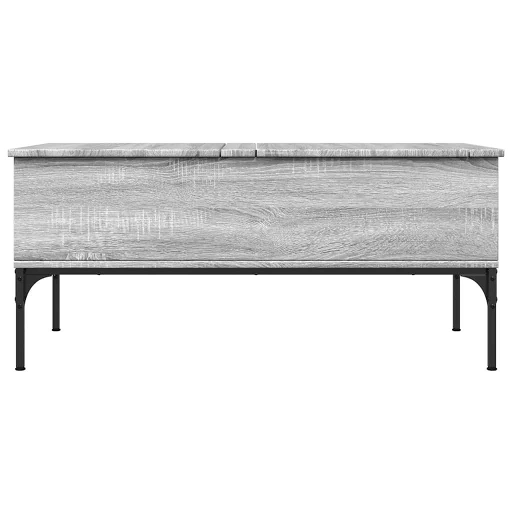 sofabord 100x50x45 cm konstrueret træ og metal grå sonoma-eg