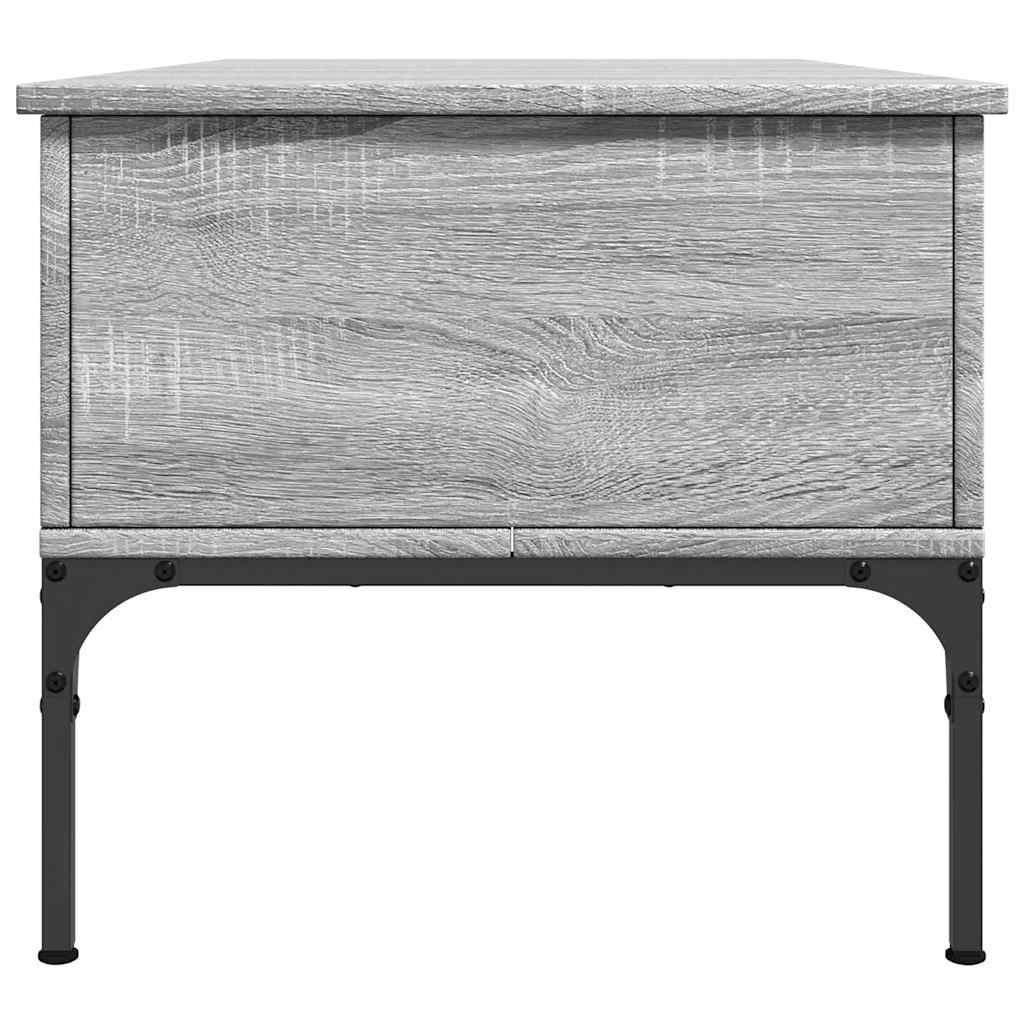 sofabord 100x50x45 cm konstrueret træ og metal grå sonoma-eg