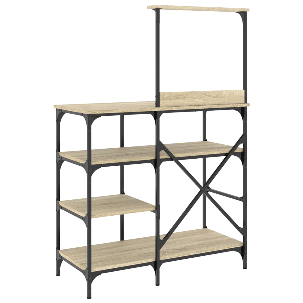 køkkenreol 90x40x132 cm konstrueret træ og metal sonoma-eg