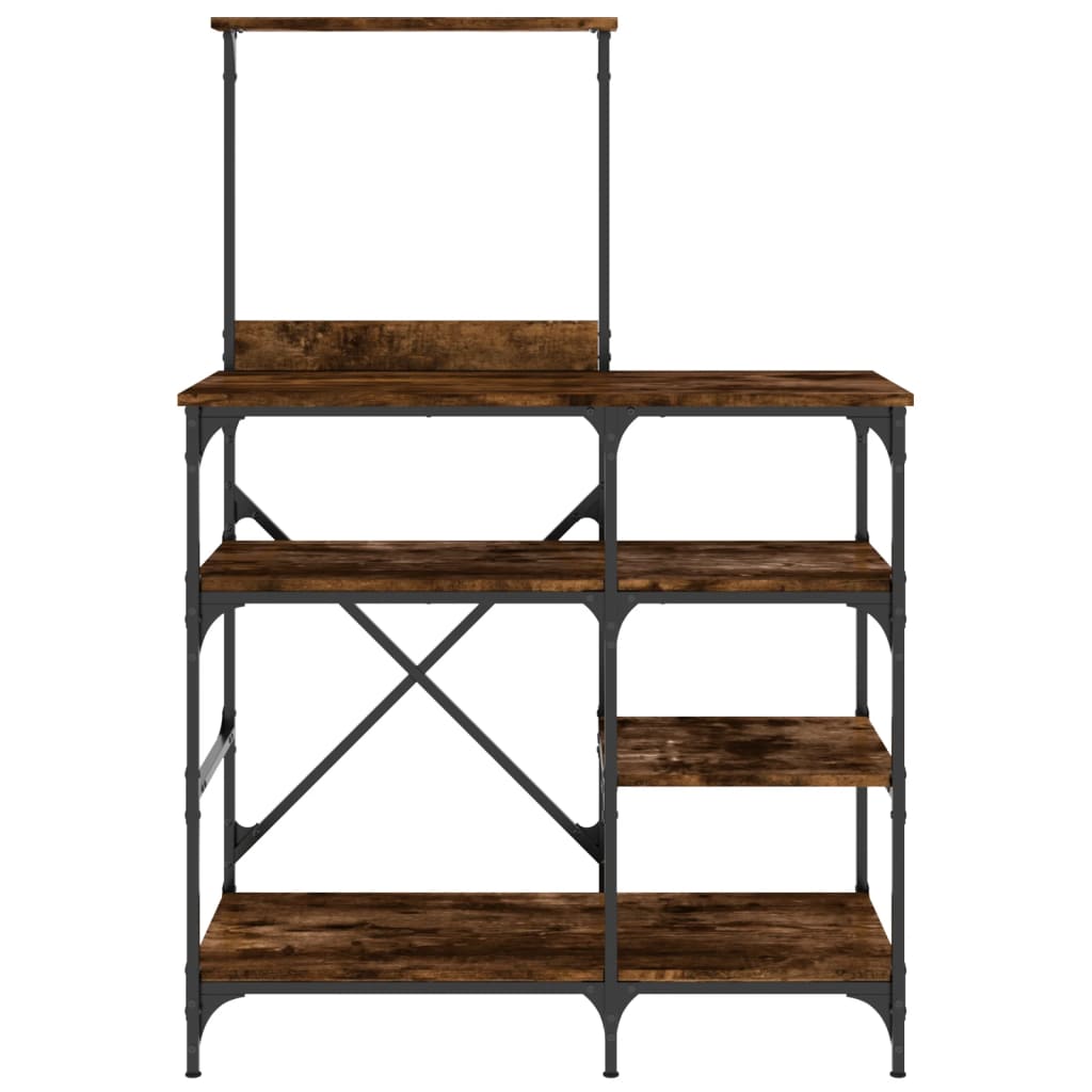køkkenreol 90x40x132 cm konstrueret træ og metal røget eg