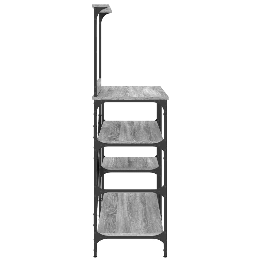 køkkenreol 90x40x132 cm konstrueret træ og metal grå sonoma-eg