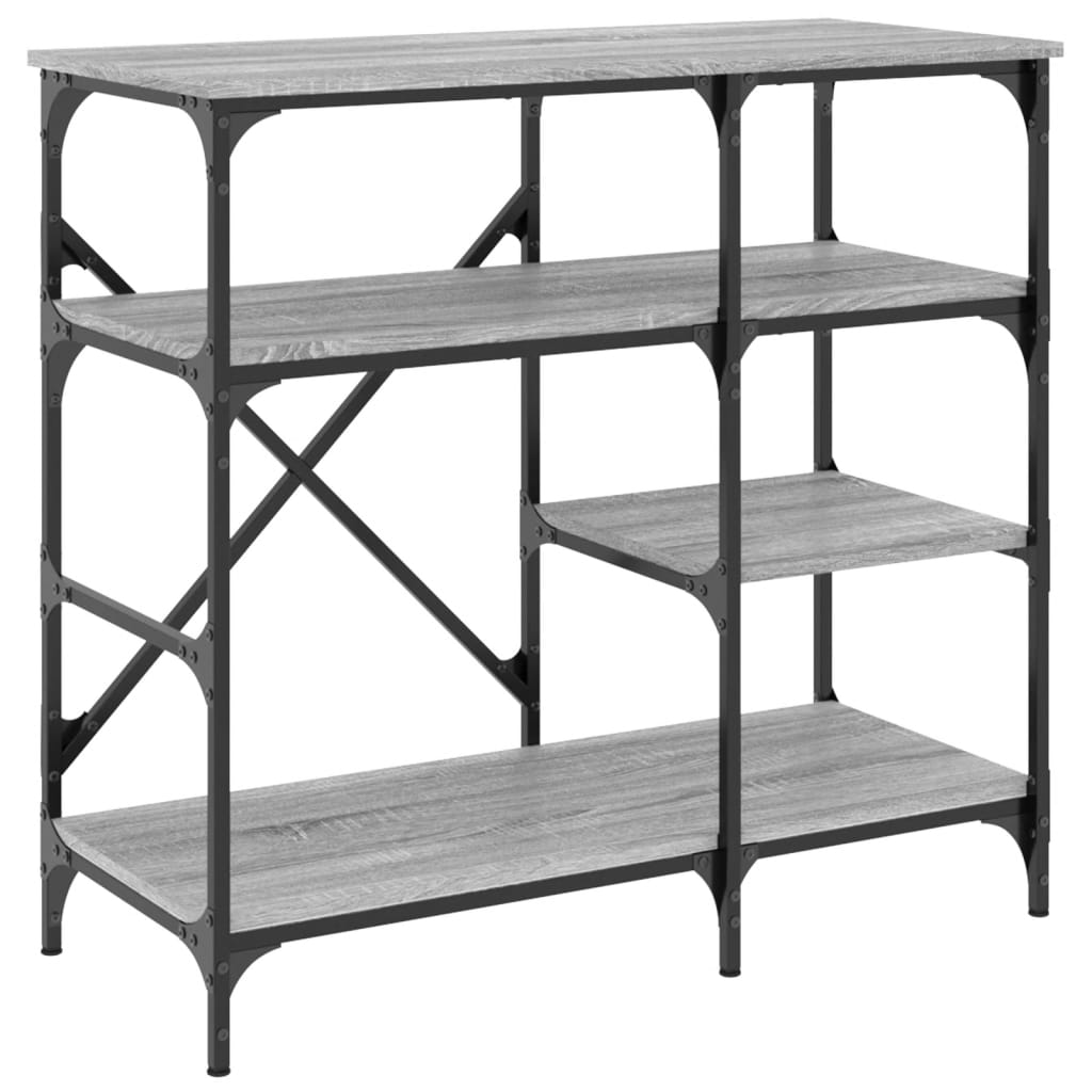 køkkenreol 90x40x84 cm konstrueret træ og metal grå sonoma-eg