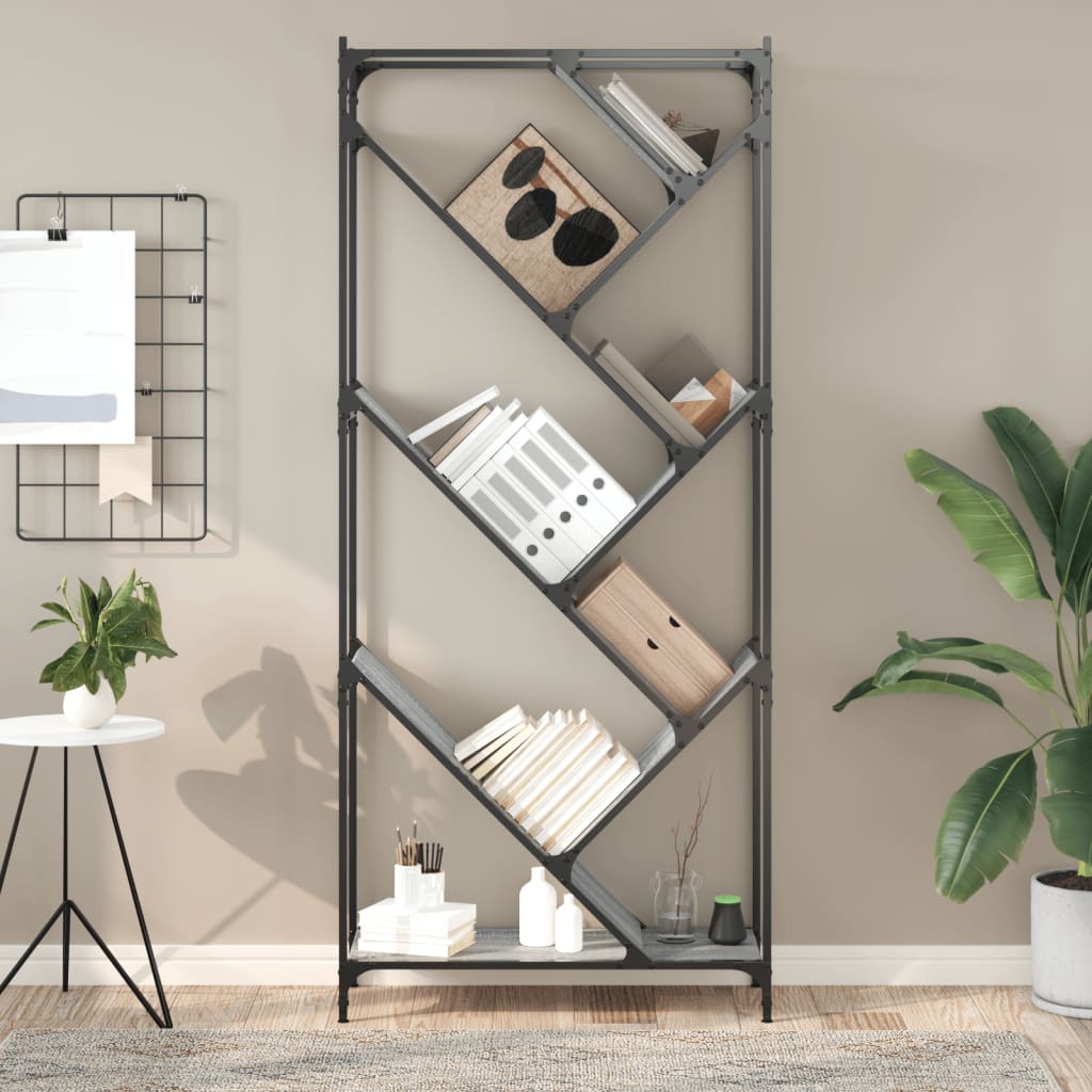 bogreol 79x30x180 cm konstrueret træ grå sonoma-eg