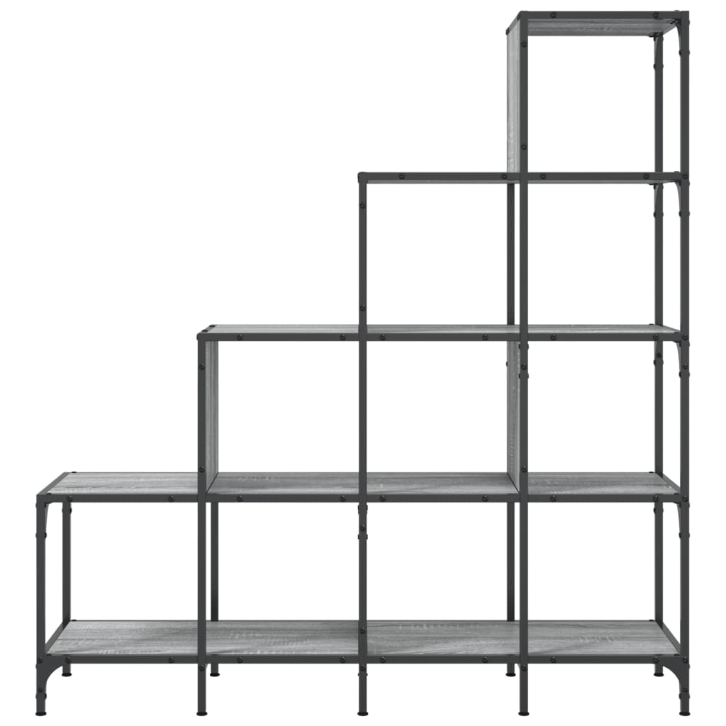 bogreol 122x30x132 cm konstrueret træ og metal grå sonoma-eg