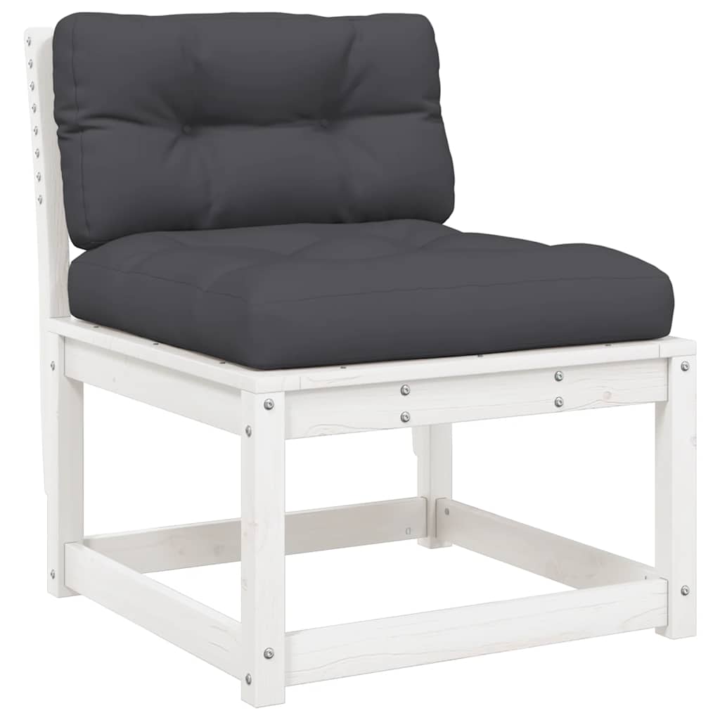 sofasæt til haven 6 dele med hynder massivt fyrretræ hvid