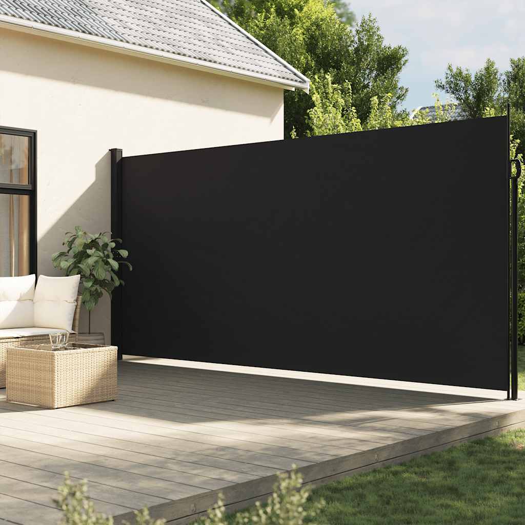 sidemarkise 200x500 cm sammenrullelig sort
