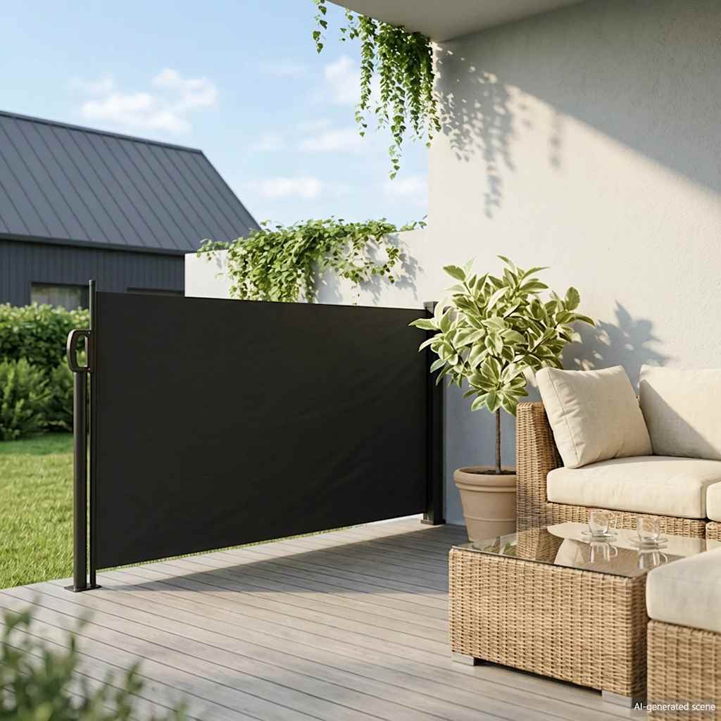 sammenrullelig sidemarkise 120 x 600 cm sort