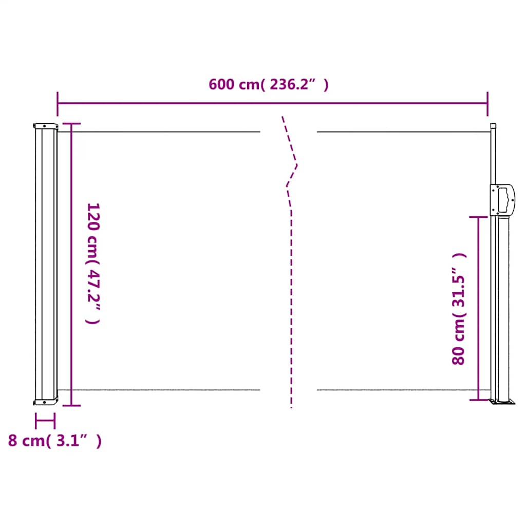 sammenrullelig sidemarkise 120 x 600 cm blå