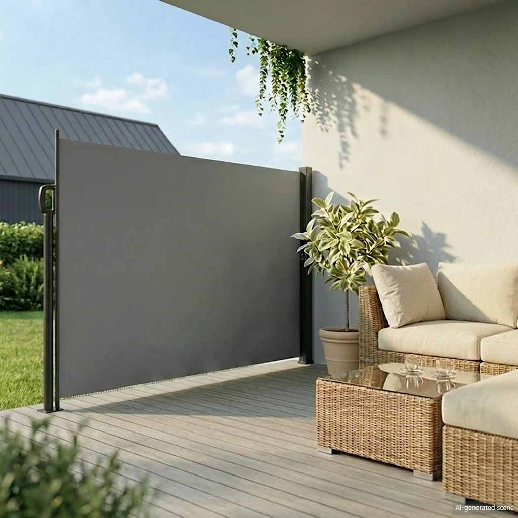 sammenrullelig sidemarkise 200x600 cm antracitgrå