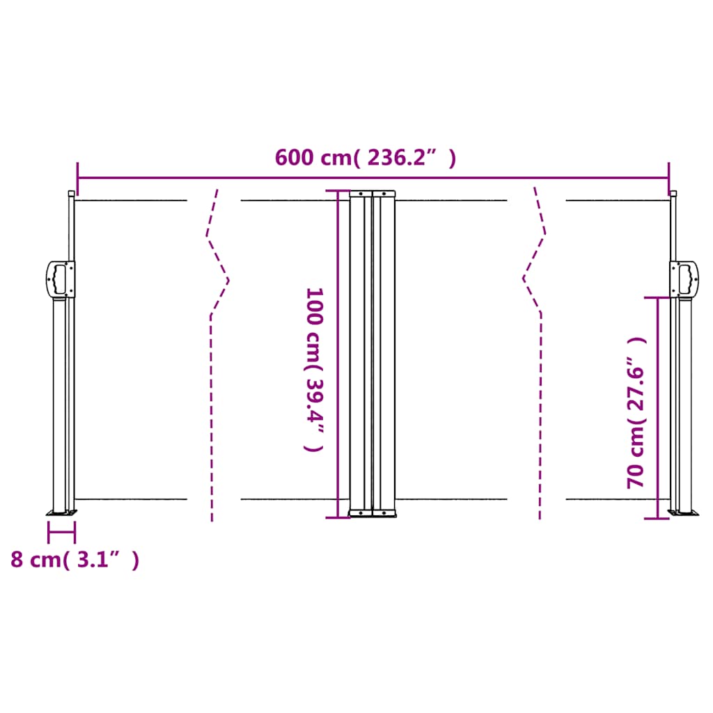 sammenrullelig sidemarkise 100 x 600 cm blå