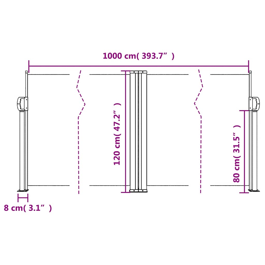 sammenrullelig sidemarkise 120 x 1000 cm rød