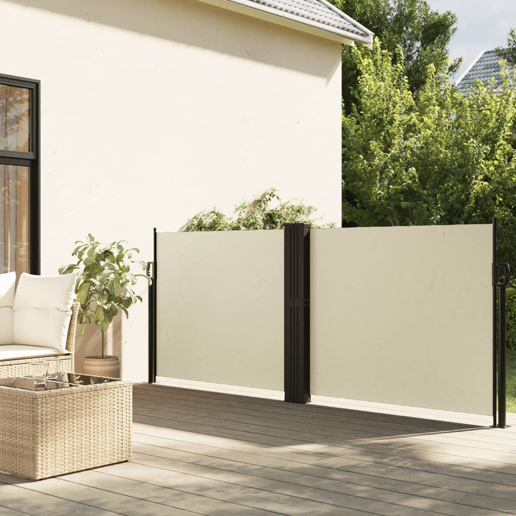 sidemarkise 140x1200 cm sammenrullelig cremefarvet