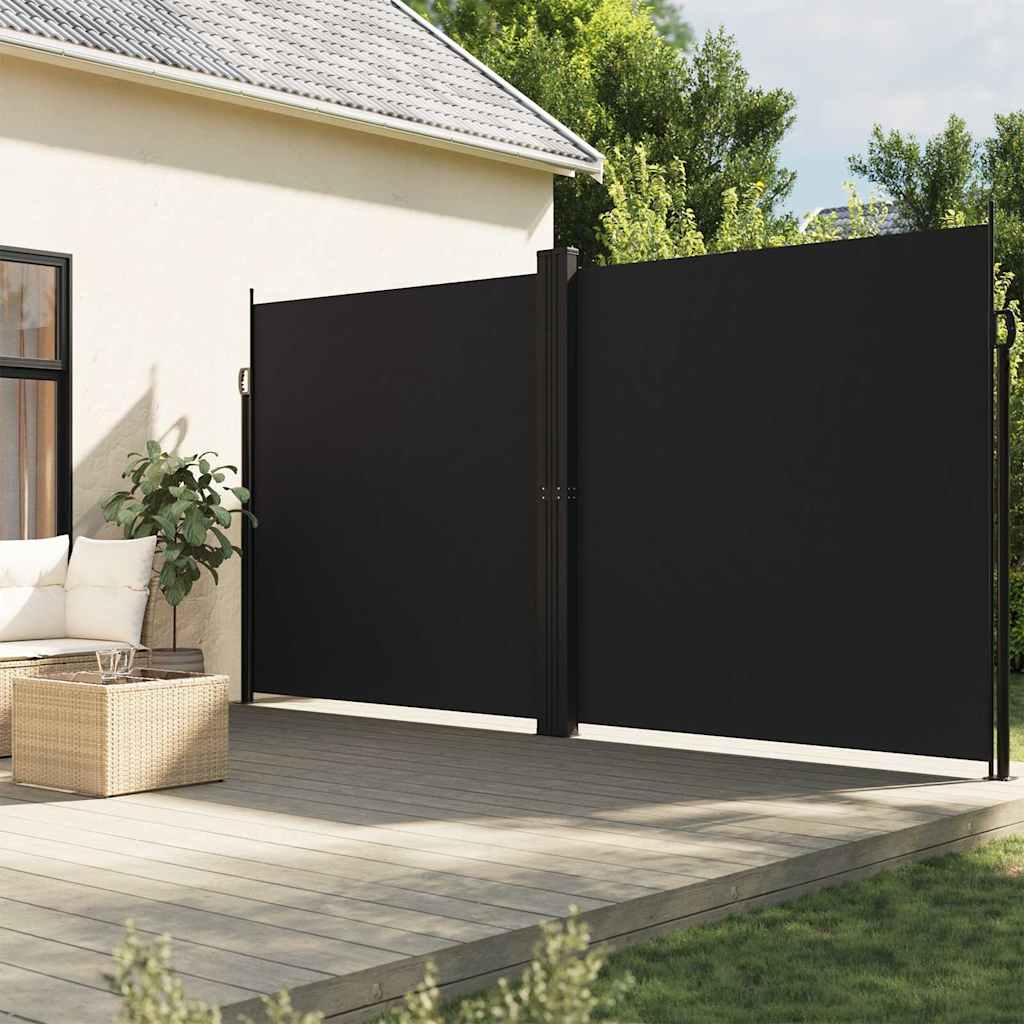 sammenrullelig sidemarkise 200x1200 cm sort