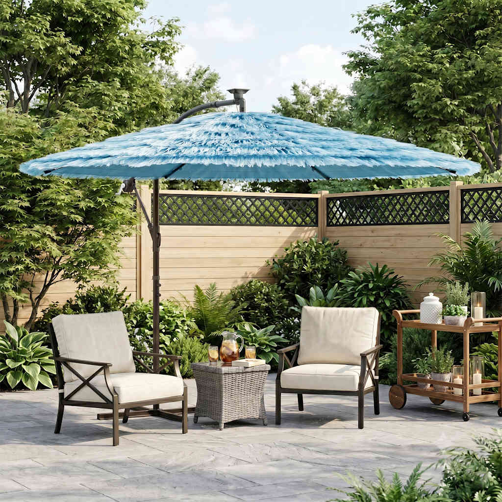 haveparasol med stålstang 269x269x235 cm blå