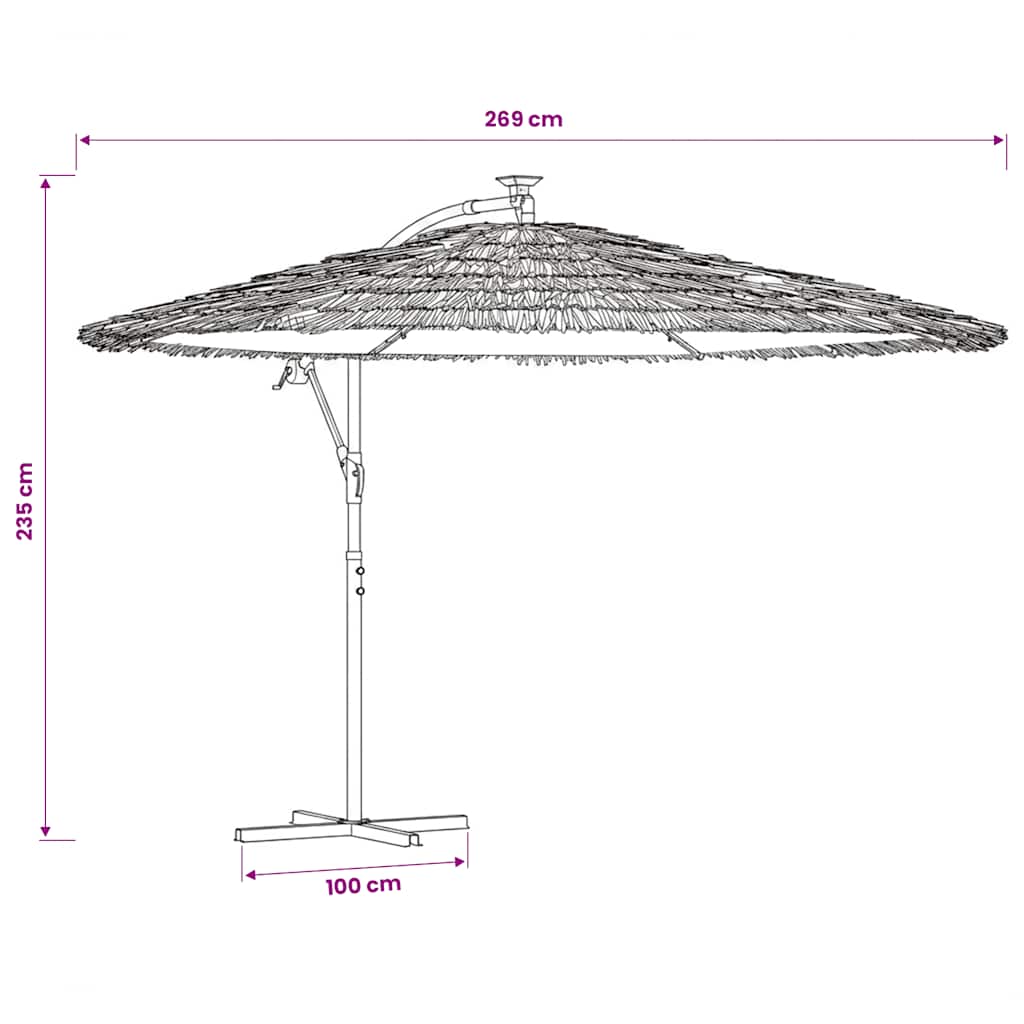 haveparasol med stålstang 269x269x235 cm hvid