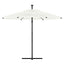 haveparasol med stålstang 290x290x238 cm hvid