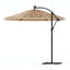 haveparasol med LED-lys og stålstang 269x269x235 cm brun