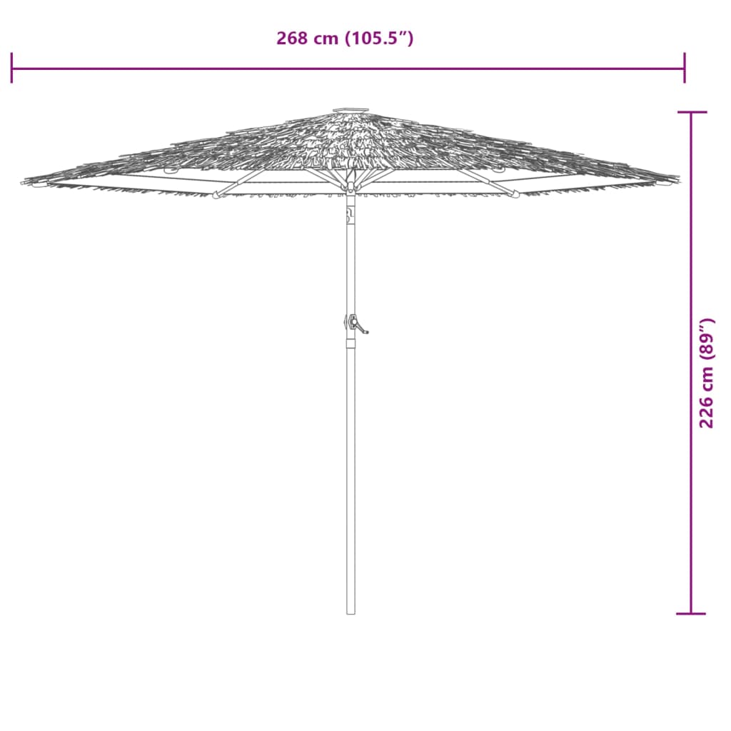 haveparasol med stålstang 268x268x226 cm brun
