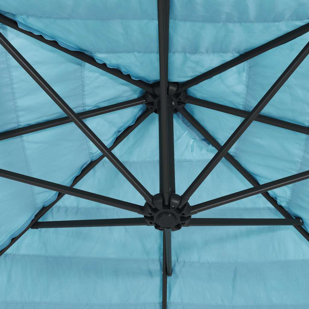 haveparasol med stålstang 288x288x225 cm blå