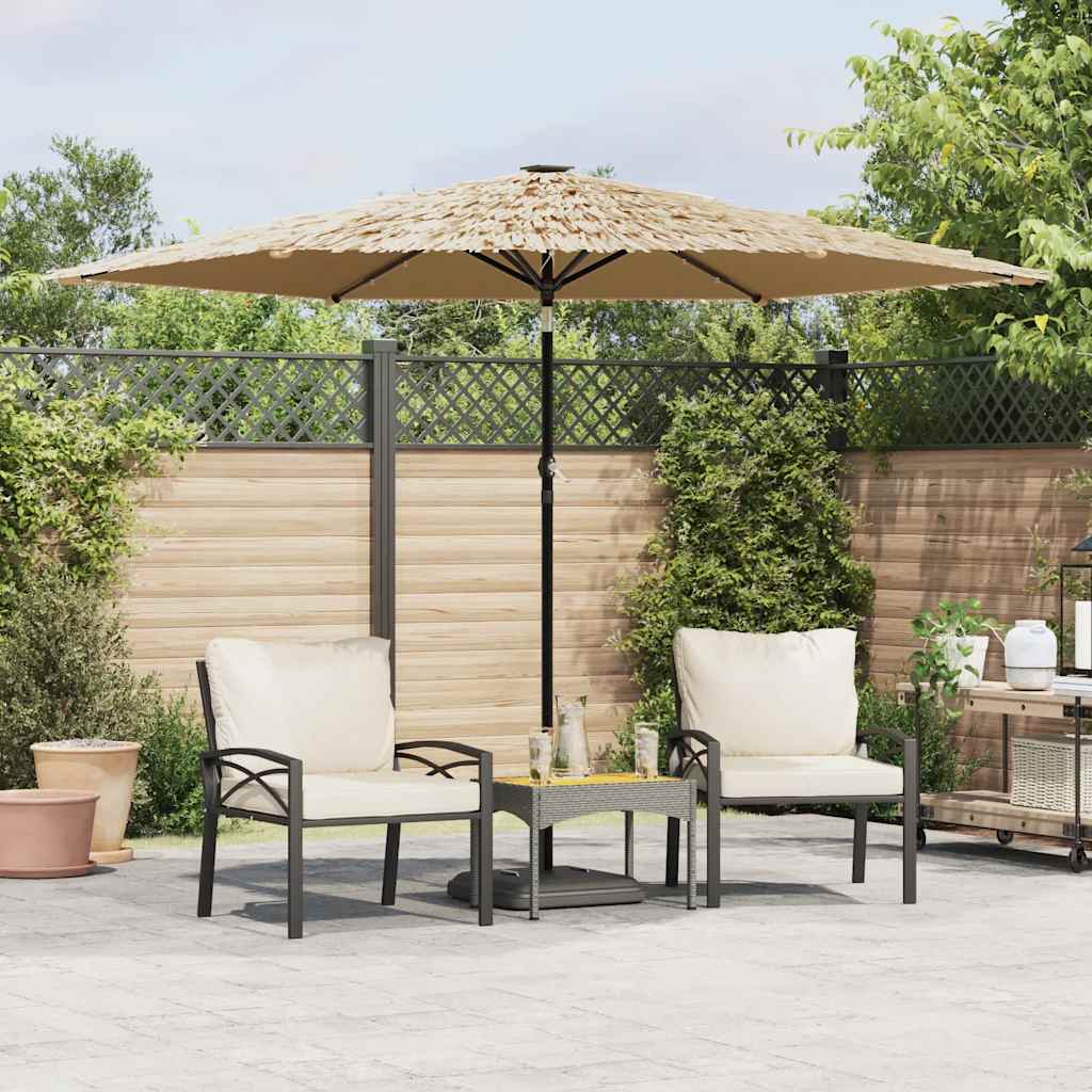 haveparasol med LED-lys og stålstang 288x288x225 cm brun