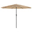 haveparasol med LED-lys og stålstang 324x324x247 cm brun