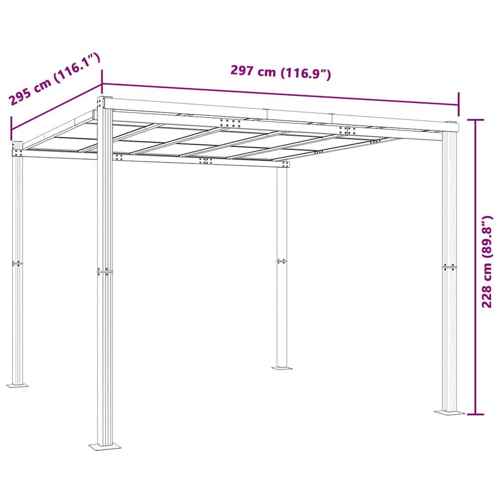 havepavillon 3x3 m aluminium antracitgrå