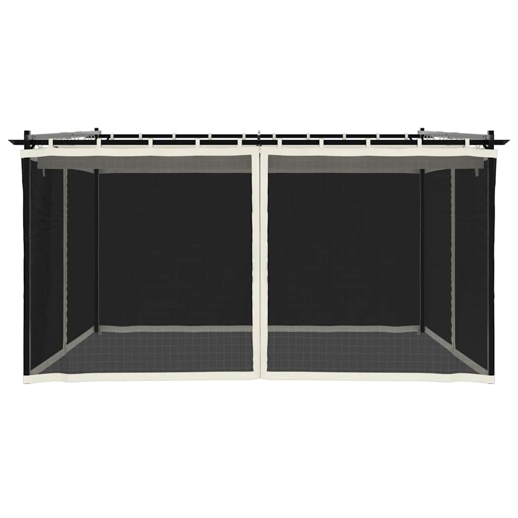 pavillon 4x3m mesh-vægge stål cremefarvet