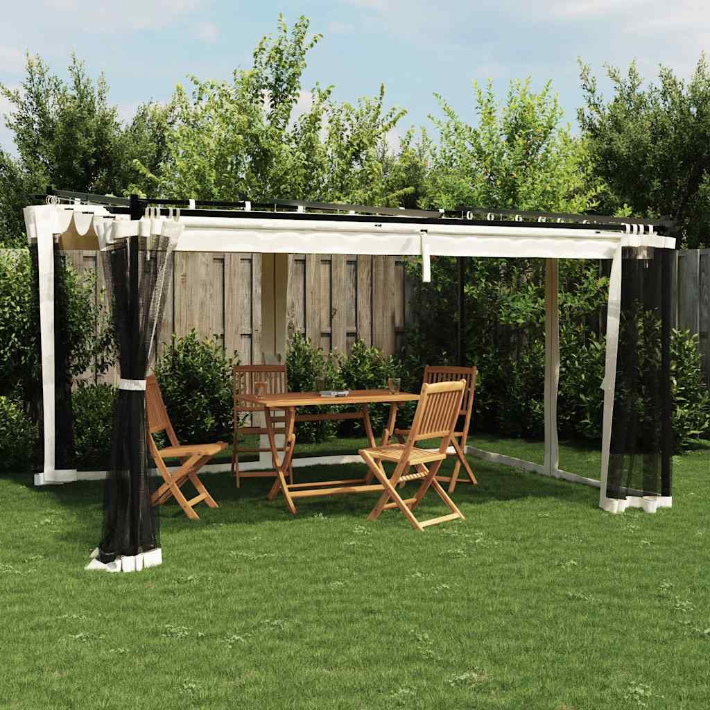 pavillon 4x3m mesh-vægge stål cremefarvet