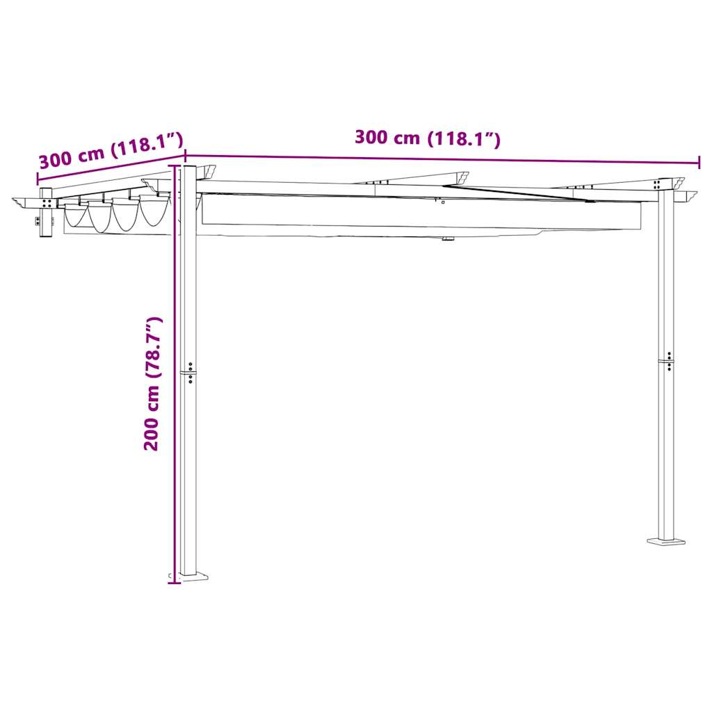 Pavillon 300 x 300 x 200 cm Cremefarvet Polyester
