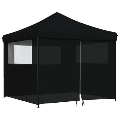 foldbart pop-up festtelt med 4 sidevægge sort