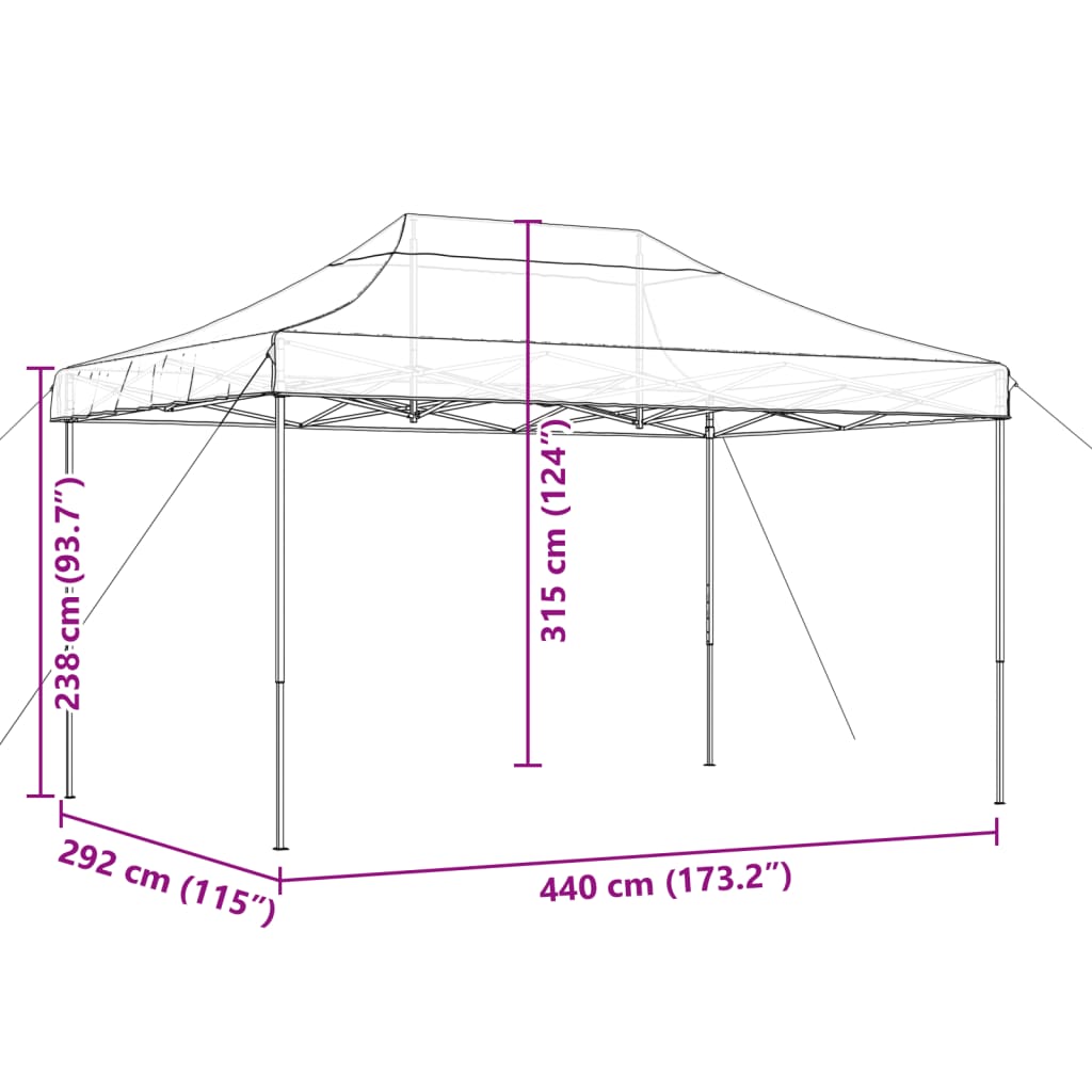 foldbart pop up-festtelt 440x292x315 cm cm brun