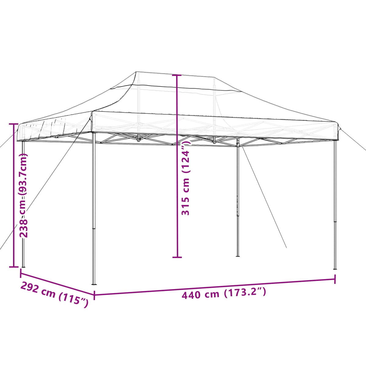 foldbart pop up-festtelt 440x292x315 cm terracotta