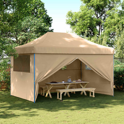 foldbart pop-up festtelt med 4 sidevægge beige