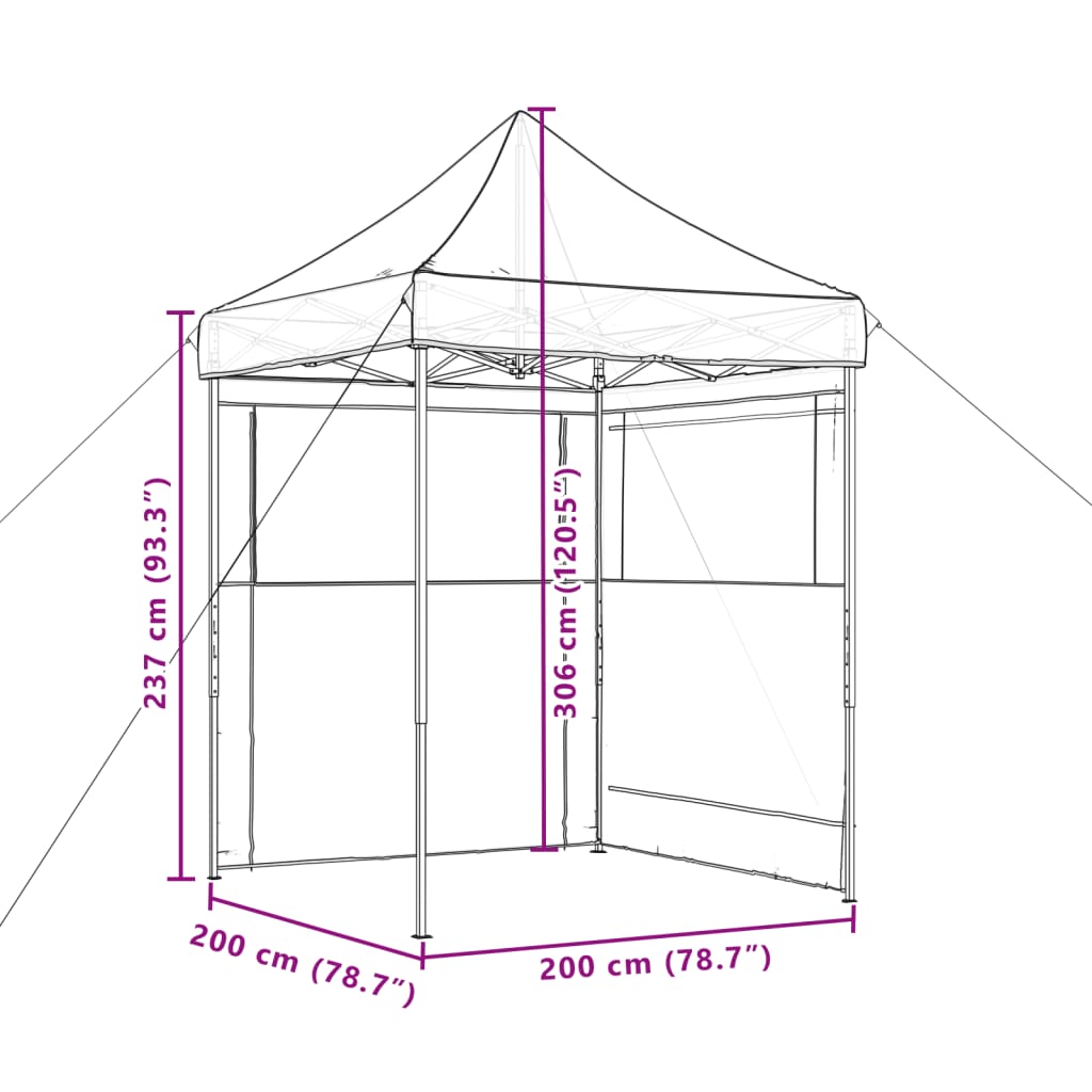 foldbart pop up-festtelt med 2 sidevægge gråbrun