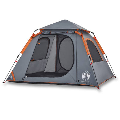 4-personers campingtelt kuppel quick-release grå og orange