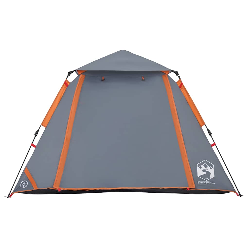4-personers campingtelt kuppel quick-release grå og orange
