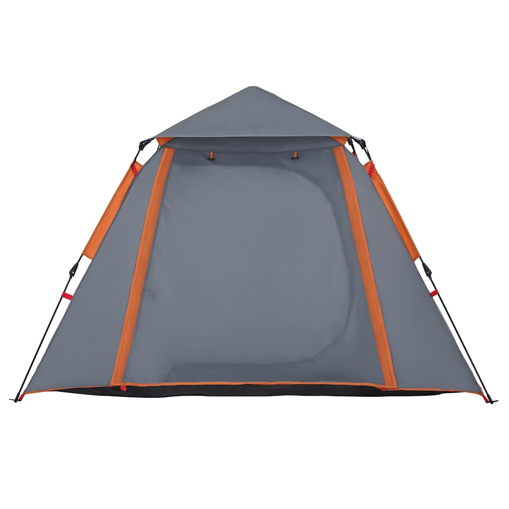 4-personers campingtelt kuppel quick-release grå og orange