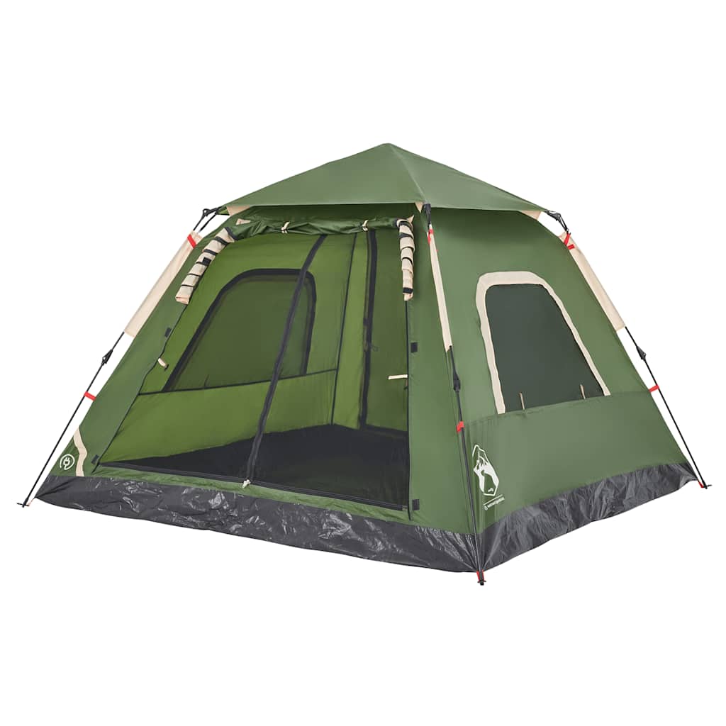 5-personers campingtelt kuppel quick-release grøn