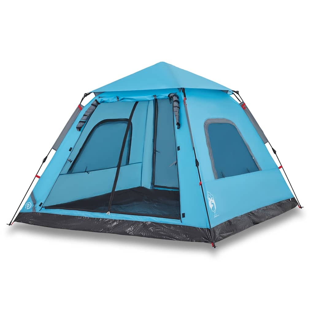 5-personers campingtelt kuppel quick-release blå