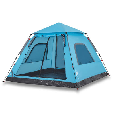 5-personers campingtelt kuppel quick-release blå