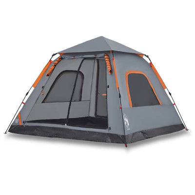 5-personers campingtelt kuppel quick-release grå og orange
