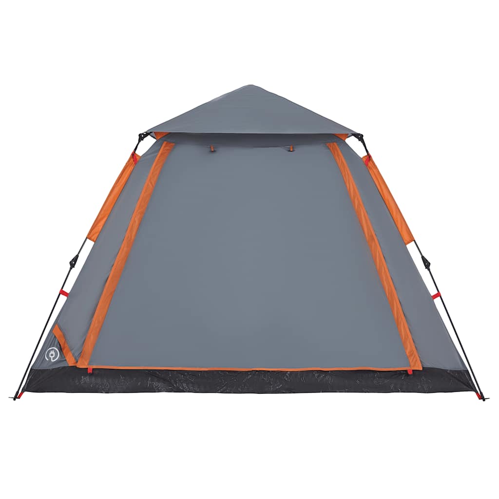 5-personers campingtelt kuppel quick-release grå og orange