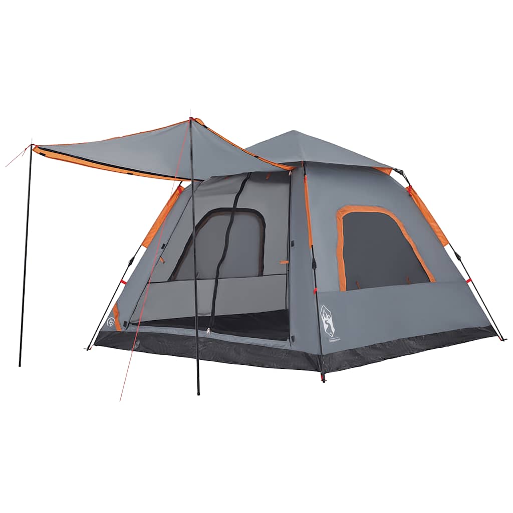 5-personers campingtelt kuppel quick-release grå og orange