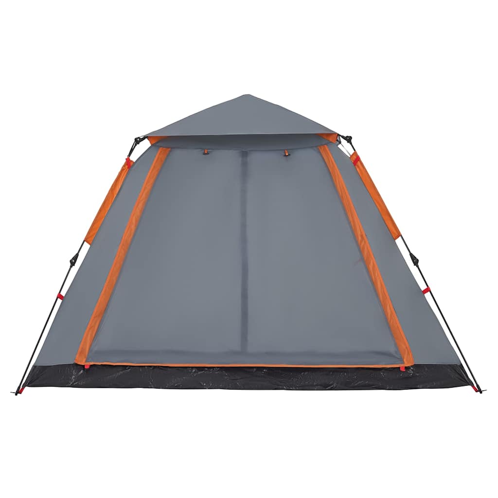 5-personers campingtelt kuppel quick-release grå og orange