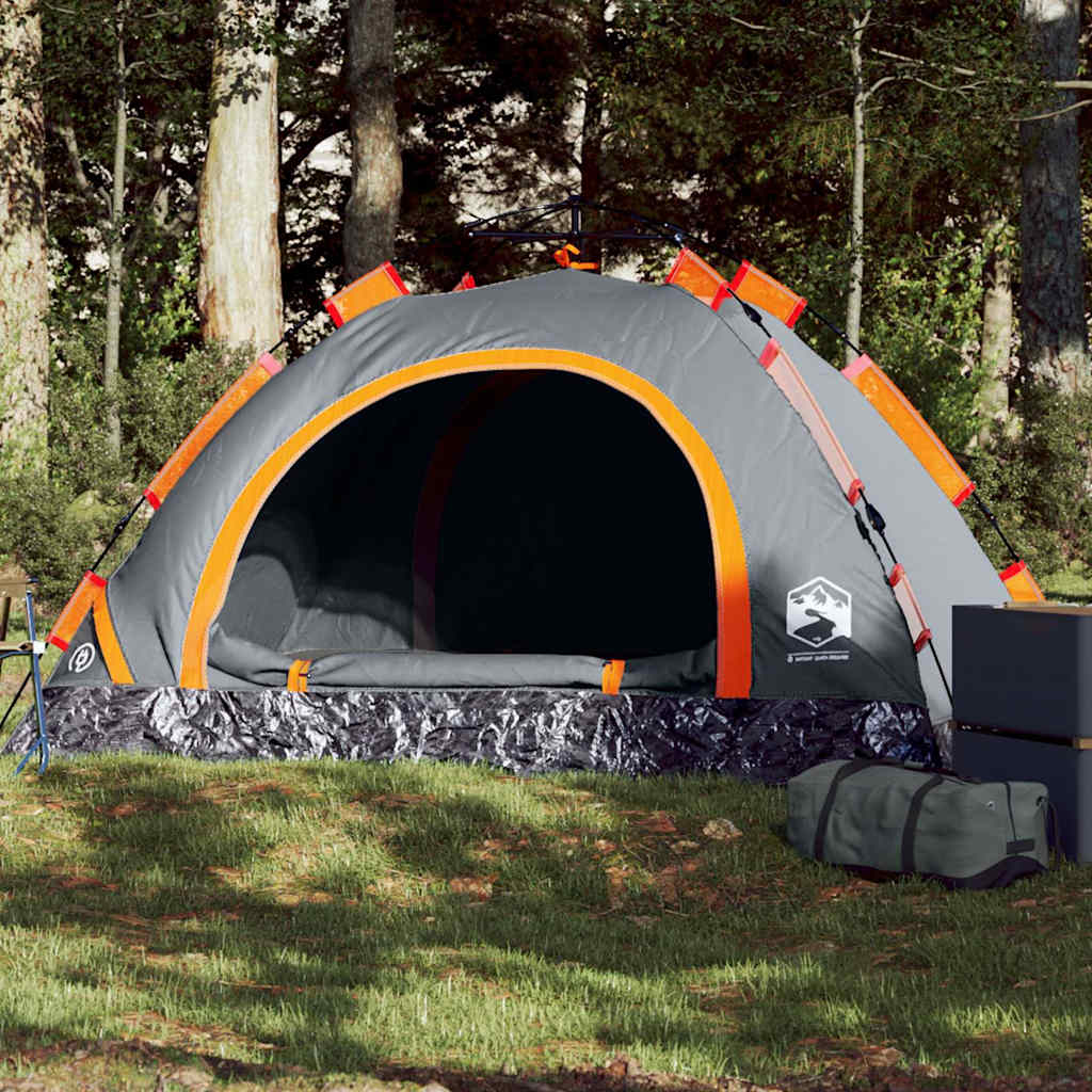 2-personers campingtelt vandtæt quick-release grå og orange