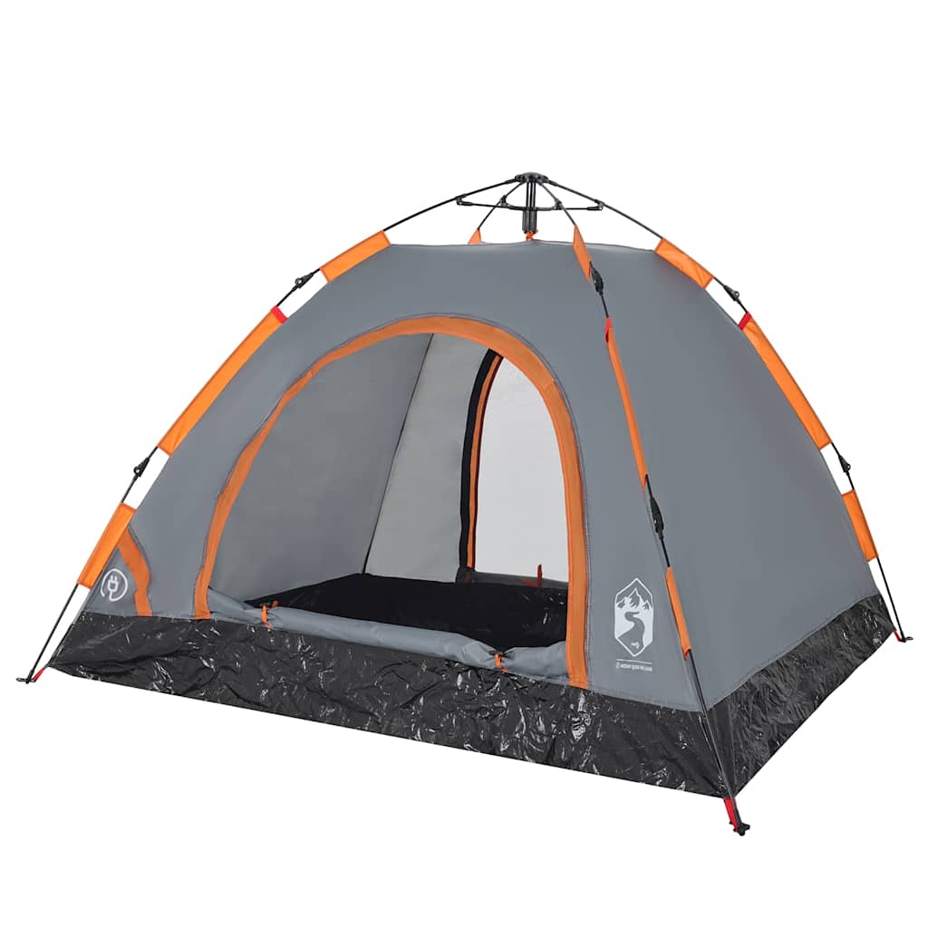 3-personers campingtelt quick-release grå og orange