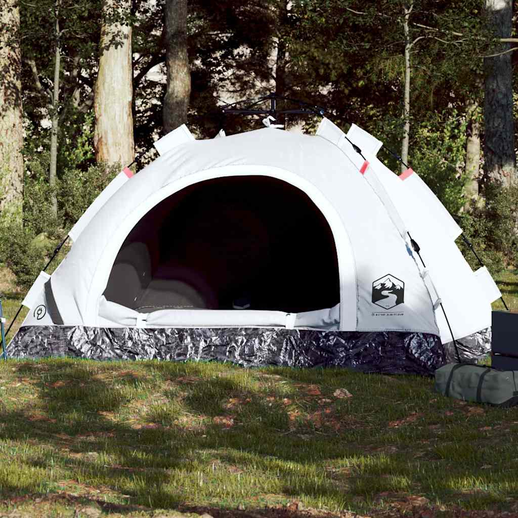 3-personers campingtelt quick-release mørklægning hvid