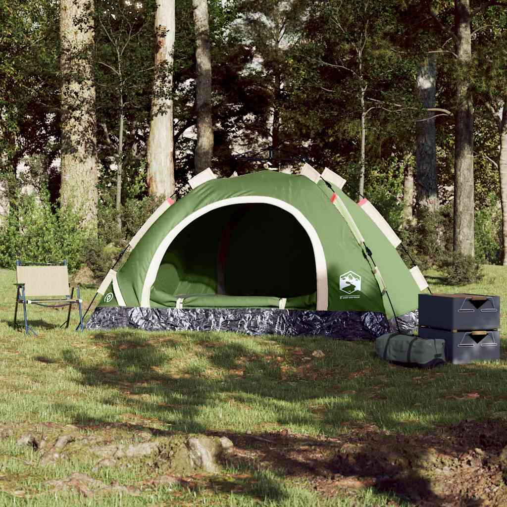 4-personers campingtelt vandtæt quick-release grøn