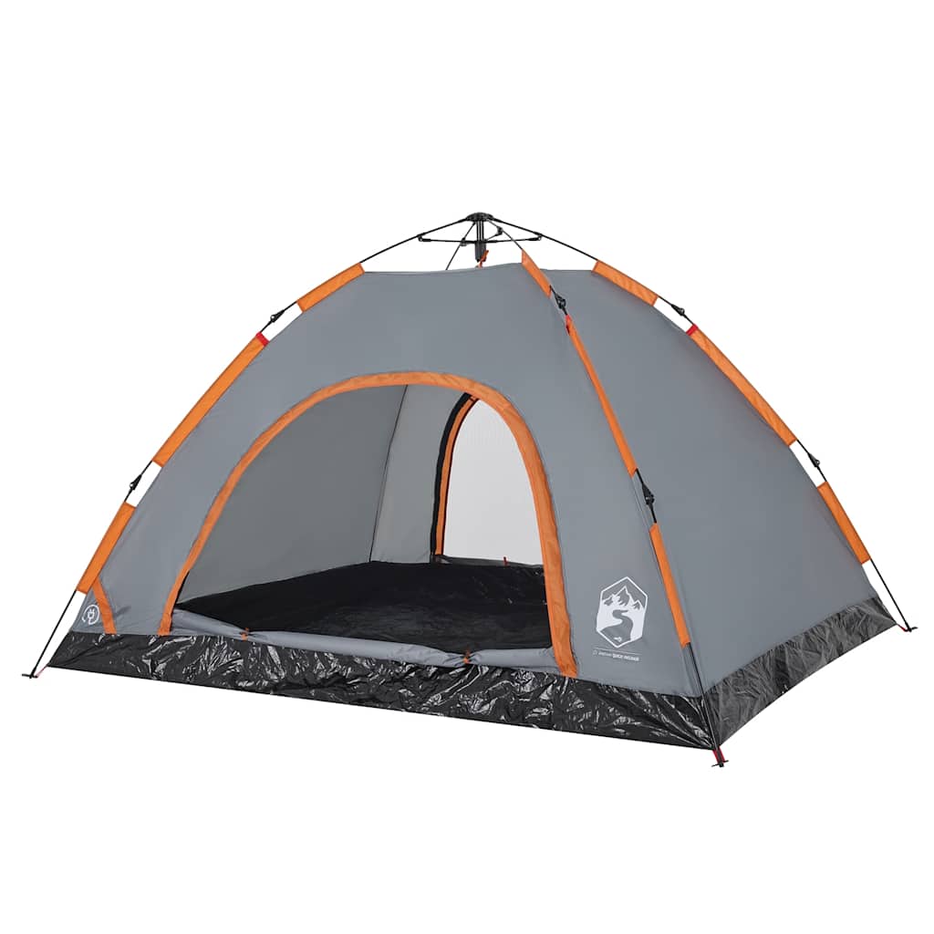 4-personers campingtelt quick-release grå og orange