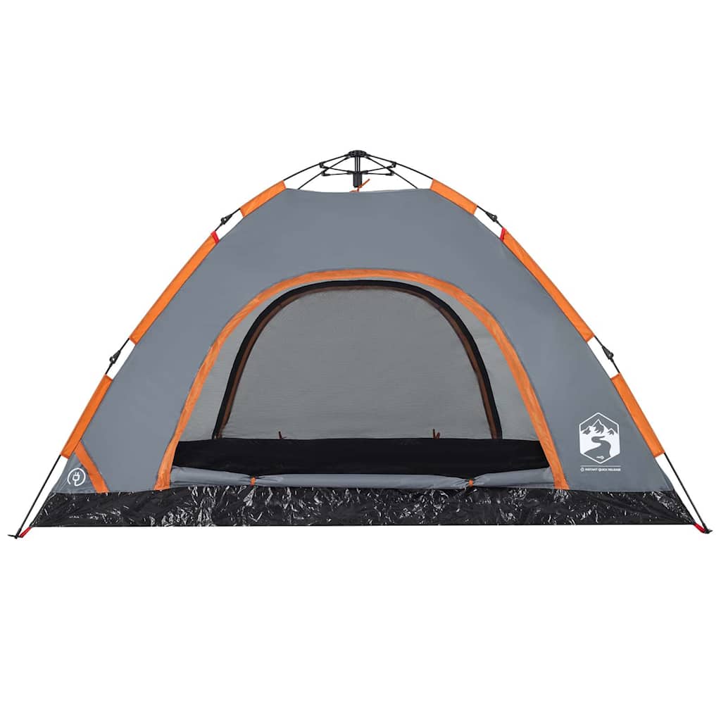 4-personers campingtelt quick-release grå og orange